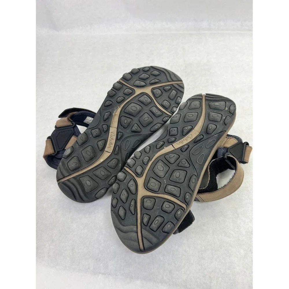 Cabelas Womens 9 Hiking Sandals Leather Strappy Outdoor Sport Shoes Tan Black